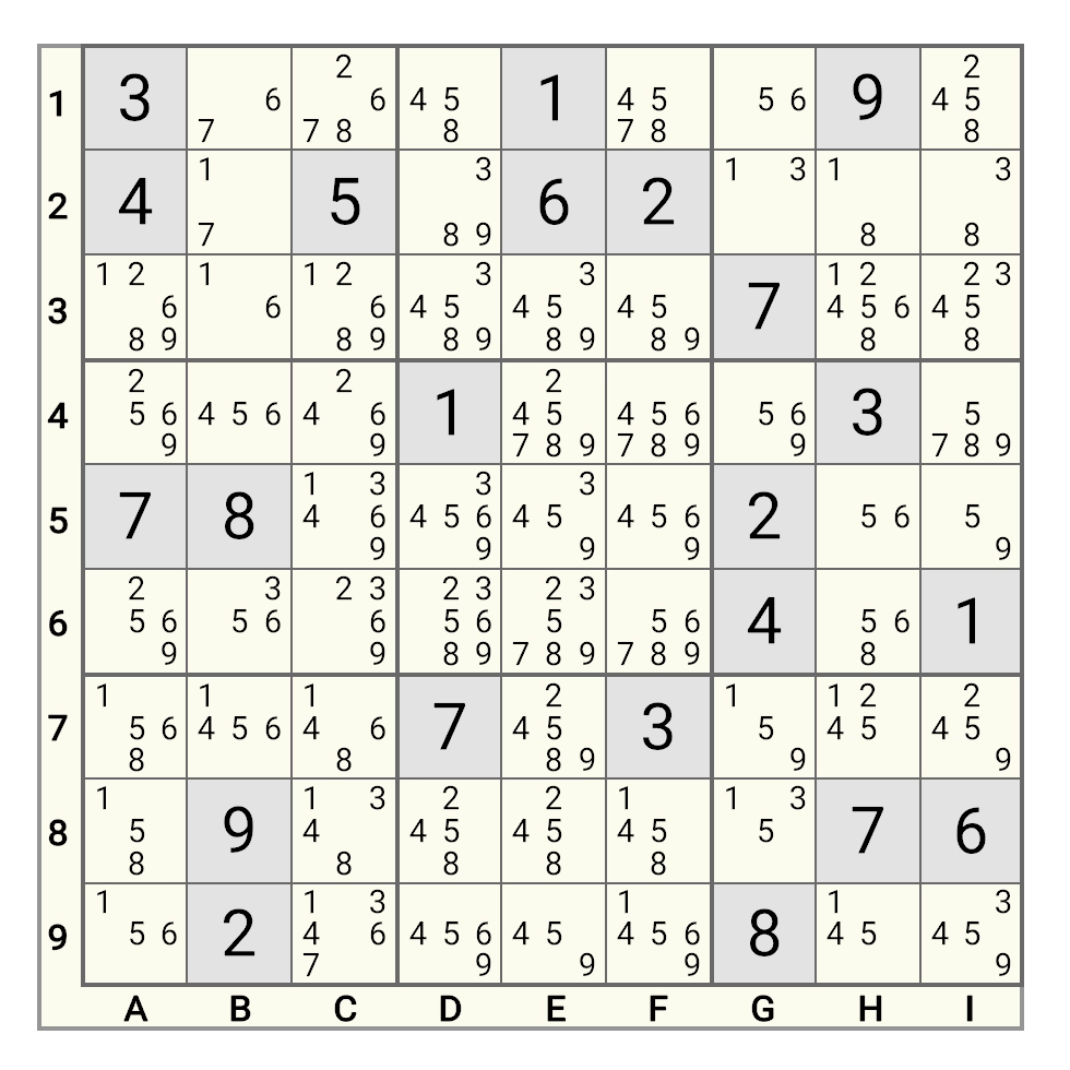 Sudoku Puzzle with Candidates Example